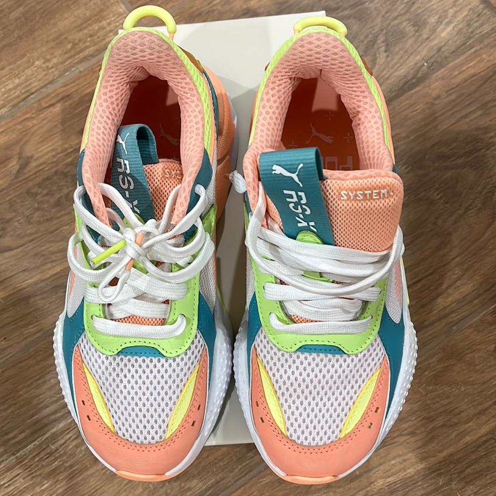 PUMA RS-X White Peach Parfait Bluemazing Yellow Blue - Size 6